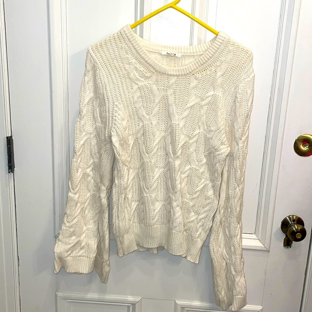 Splendid Cable Sweater with Bell Sleeves